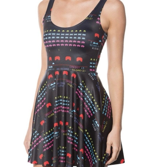 Limited Edition Blackmilk DISCONTINUED Space Invaders Skater Dress. NEW - Picture 2 of 6